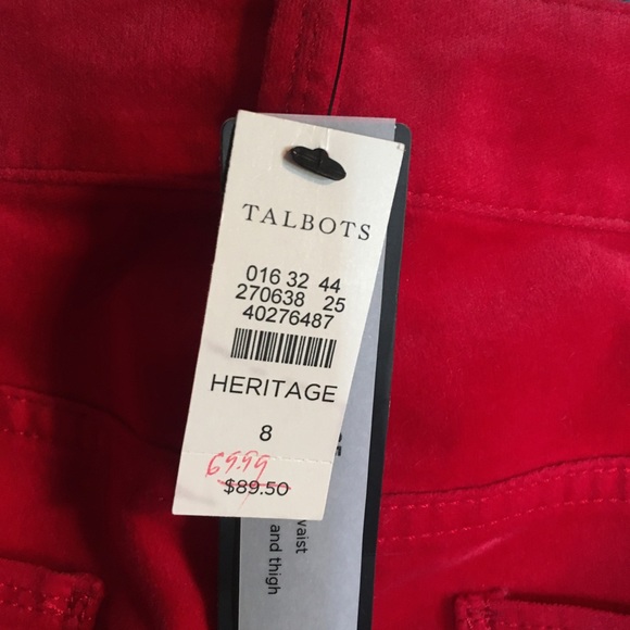 Last call***Talbots Beautiful red velveteen pants-8 NWT    R $89.50 - Picture 7 of 7